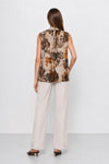 Sleeveless blouse with a floral print and keyhole neckline - Top SOFFICIX