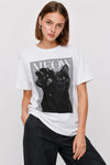 Camiseta de manga corta con estampado gráfico de gato - Camiseta MEOWX