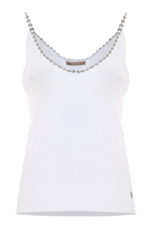 Ribbed top with a chain around the neckline - Top KANAMI