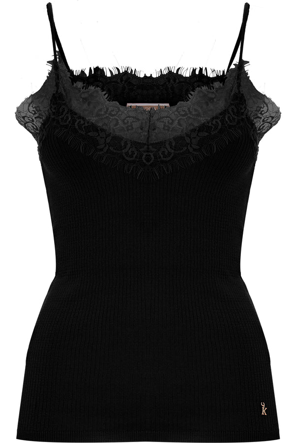 Ribbed top with a lace insert - Top DRUSILLA