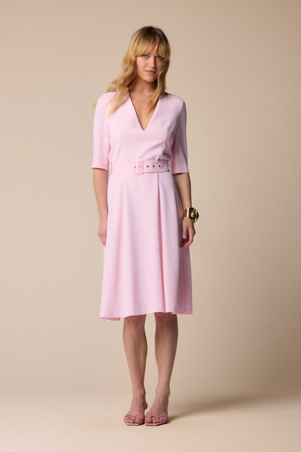 Robe midi rose pâle col V profond - Robe ATALAYA