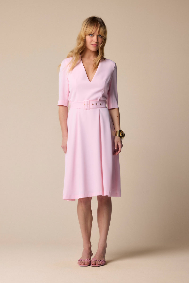 Elegant chic belted full-length dress - Dress ATALAYA