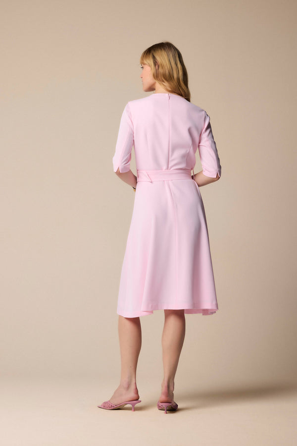 Robe midi rose pâle col V profond - Robe ATALAYA