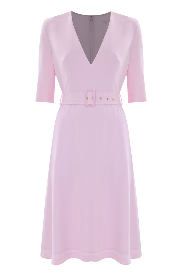 Robe midi rose pâle col V profond - Robe ATALAYA