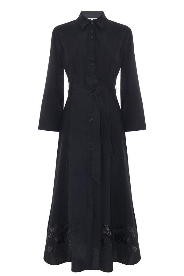 Relaxed black coat-style dress - Dress JOELY