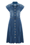 Classic sleeveless shirt style denim dress - Dress AMEL