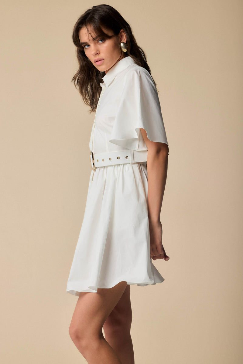 Robe chemise courte blanche avec ceinture - Robe ALIDORO