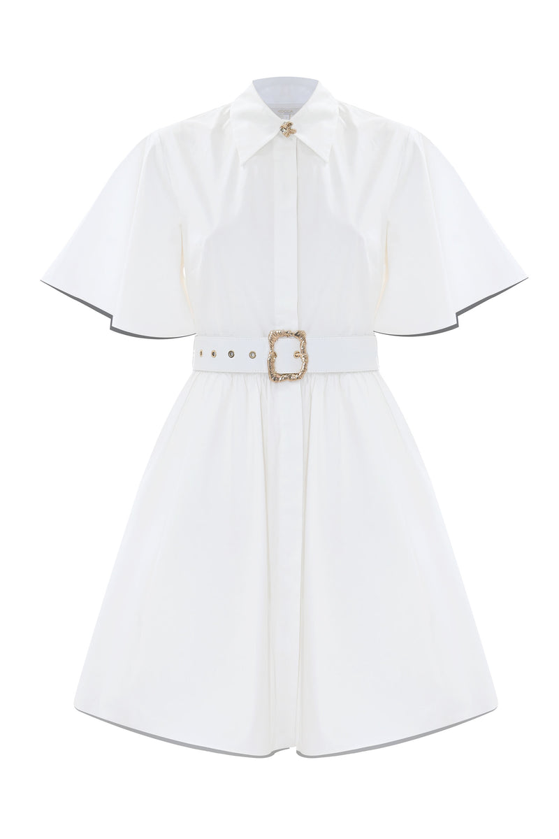 Robe chemise courte blanche avec ceinture - Robe ALIDORO