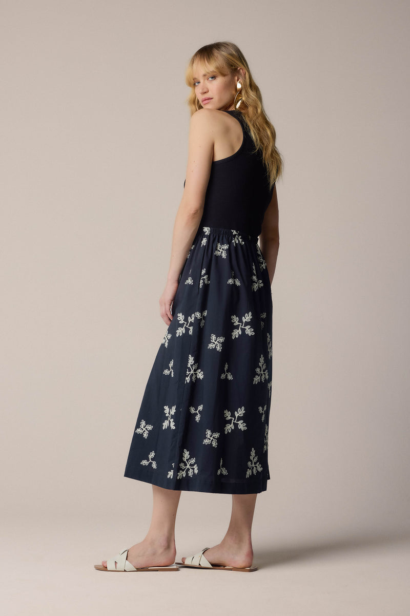 Simple elegant evening dress with white patterns - Dress HAILEY