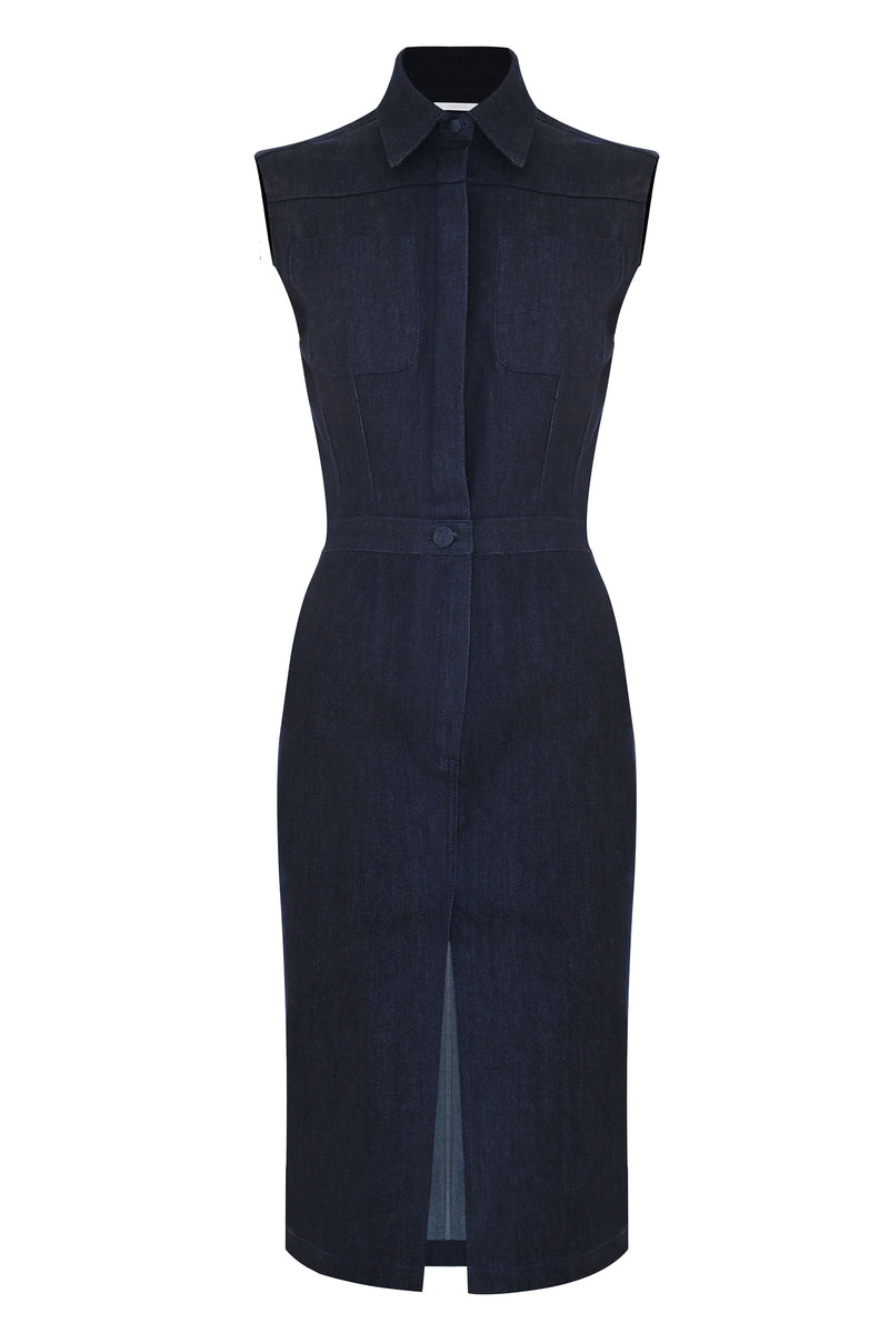 Country inspired denim dress with slit - Dress MALVE