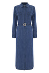 Conservative three-quarter length denim dress - Dress PEGGI