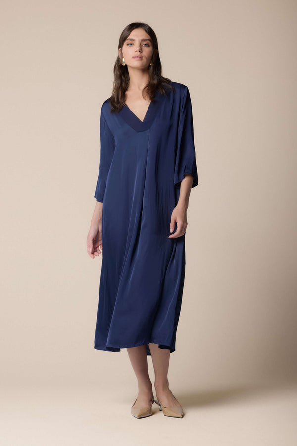 velvet free flowing blue dress - Dress HALADIN