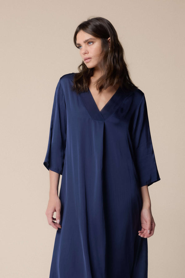 velvet free flowing blue dress - Dress HALADIN