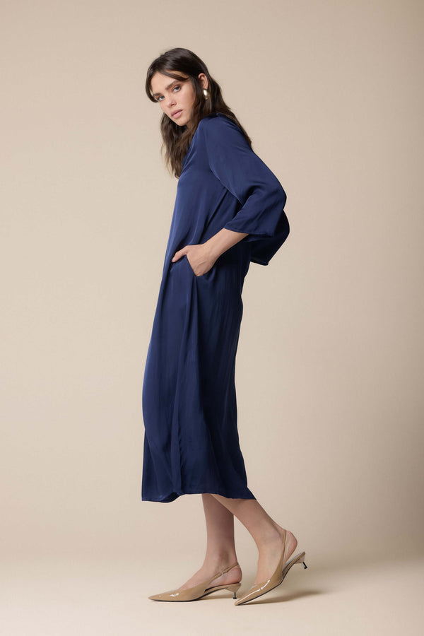 velvet free flowing blue dress - Dress HALADIN