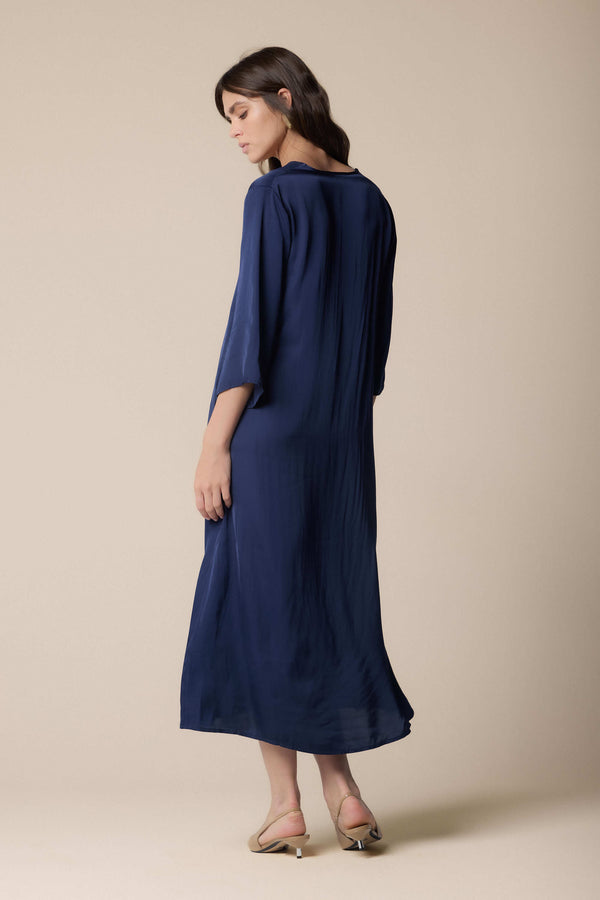 velvet free flowing blue dress - Dress HALADIN