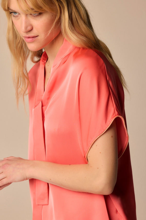 Sweet coral tone on tone blouse - Blouse KEYES