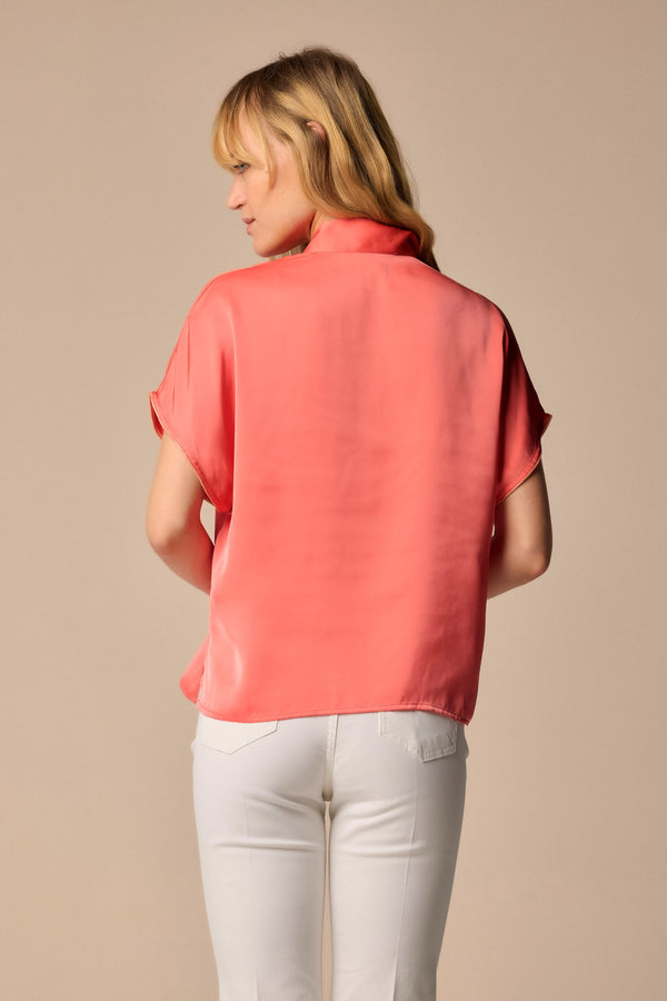 Sweet coral tone on tone blouse - Blouse KEYES