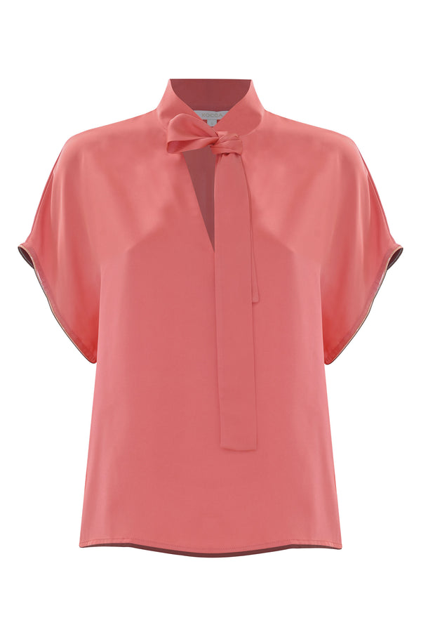 Sweet coral tone on tone blouse - Blouse KEYES