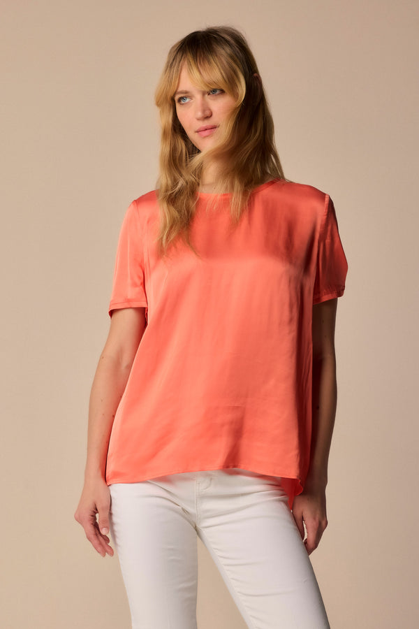 Blusa minimalista de estilo satinado - Blusa NOELIE