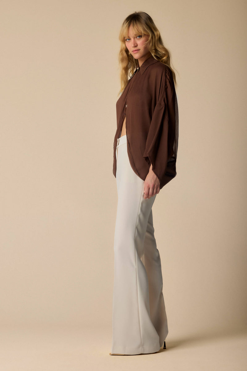 sheer loose fit maroon blouse Blouse JULIE