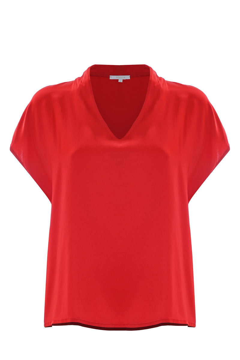 Blusa satinada con escote en V - Blusa GIORDANYA