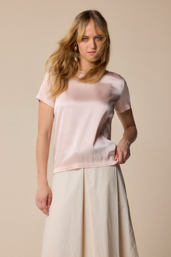 Blusa satinada con escote redondo - Blusa JILDYN