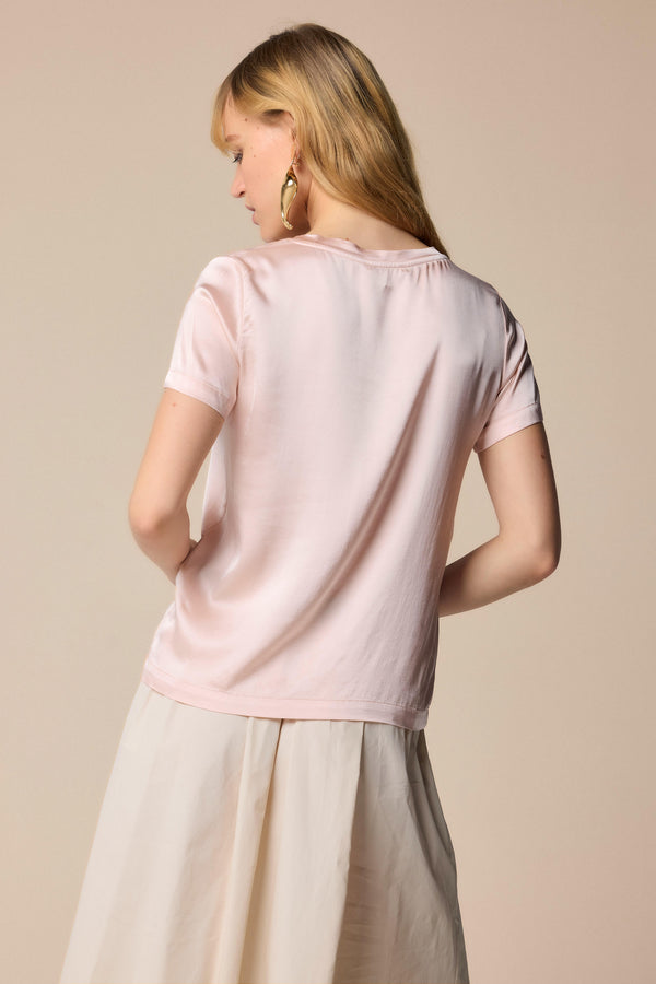 Blusa satinada con escote redondo - Blusa JILDYN