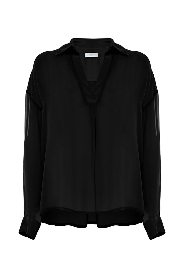 Blusa con inserti in tessuto lucido - Blusa JHON