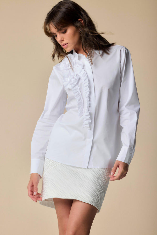 Elegant covered button long sleeve shirt - Blouse  ALIRIO