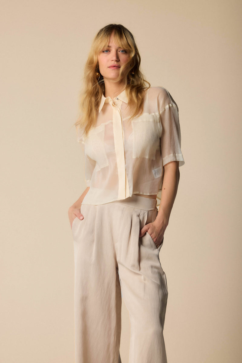 Short sleeve sheer designer blouse - Blouse  LOSILLE