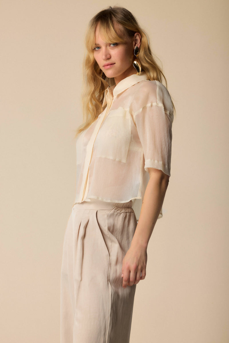 Short sleeve sheer designer blouse - Blouse  LOSILLE