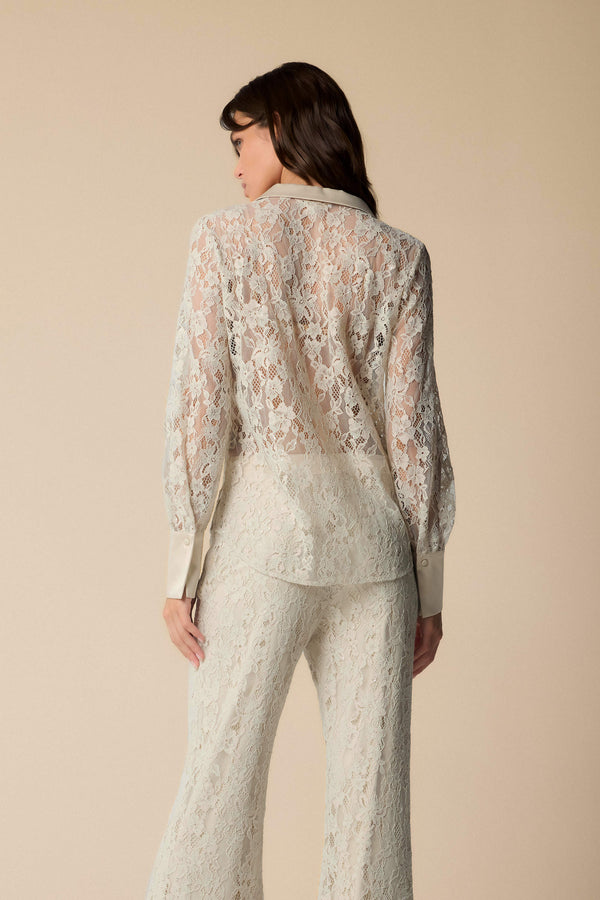 lace button shirt in ivory - Blouse  LAMAR