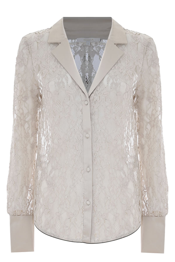 lace button shirt in ivory - Shirt LAMAR