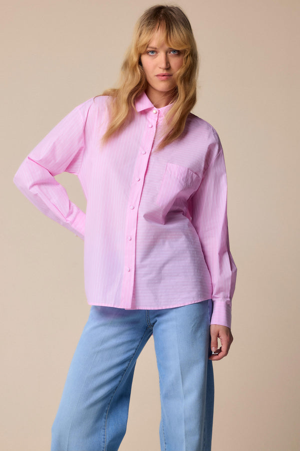 Delicate pink lightly striped shirt - Blouse  FARAMIR