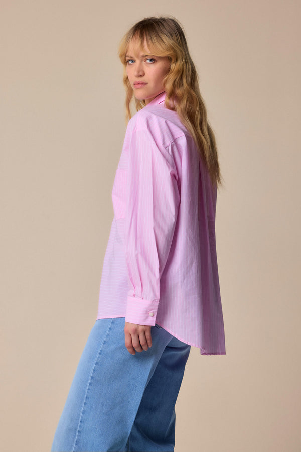 Delicate pink lightly striped shirt - Blouse  FARAMIR