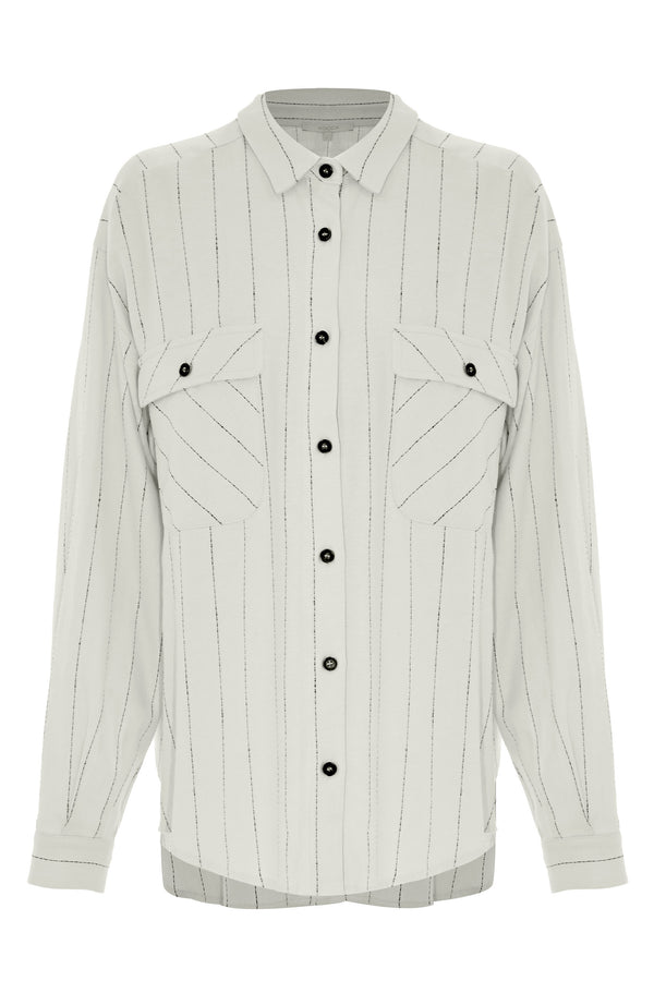 classic style long-sleeved cream shirt - Blouse  IPNO