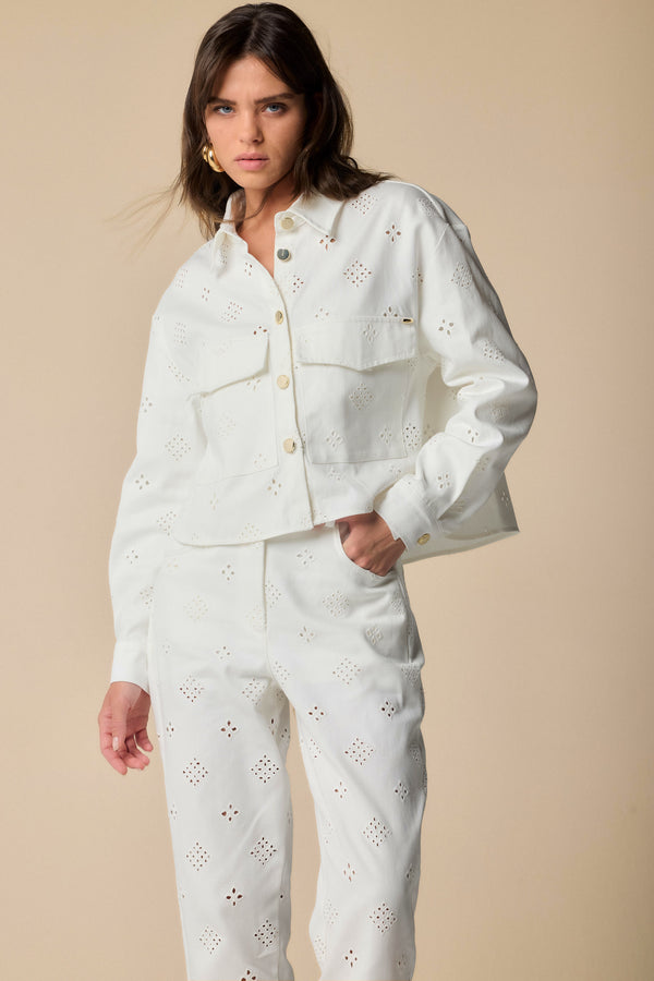 White denim-style short jacket - Jacket COLOR JEANNE