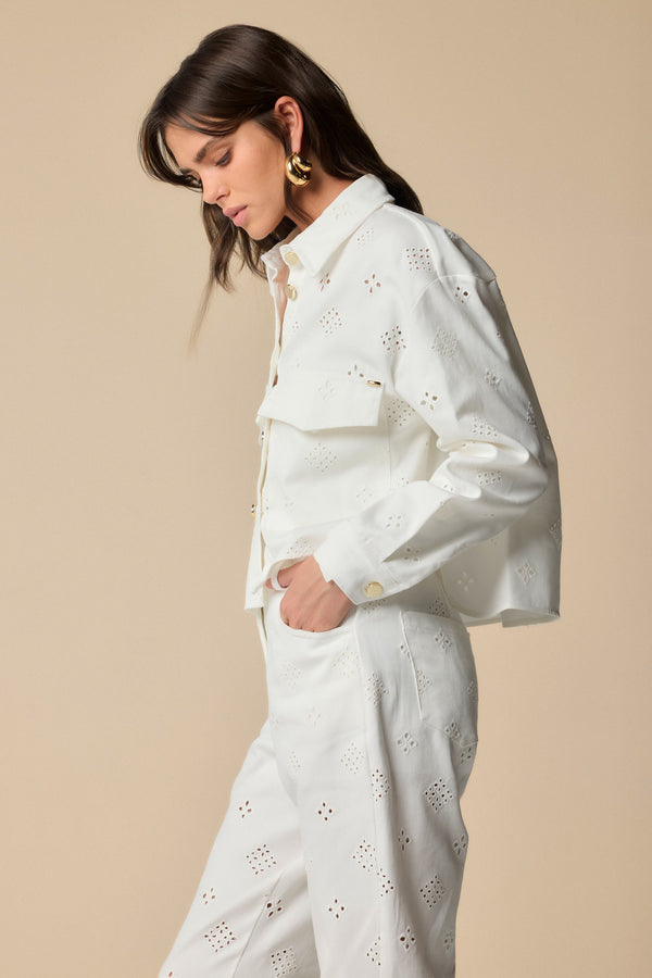 White denim-style short jacket - Jacket COLOR JEANNE