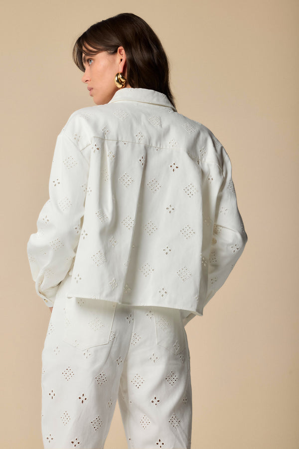 White denim-style short jacket - Jacket COLOR JEANNE