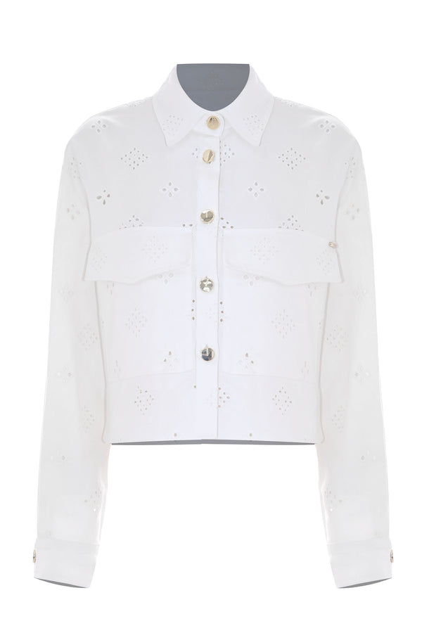 White denim-style short jacket - Jacket COLOR JEANNE