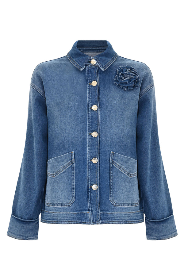 Chaqueta denim detalle de flor - Veste SABBINA