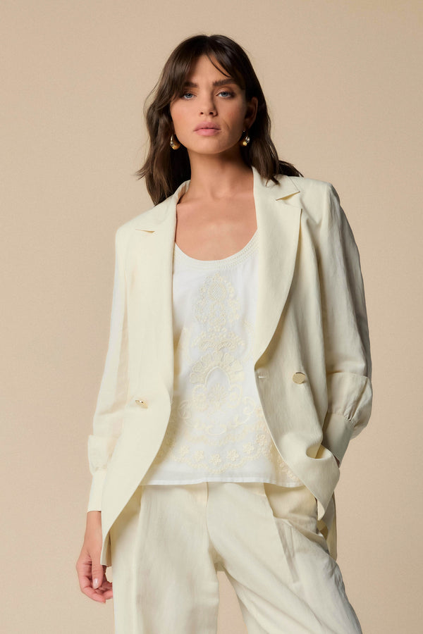 chic linen look blazer jacket - Jacket DALIDA