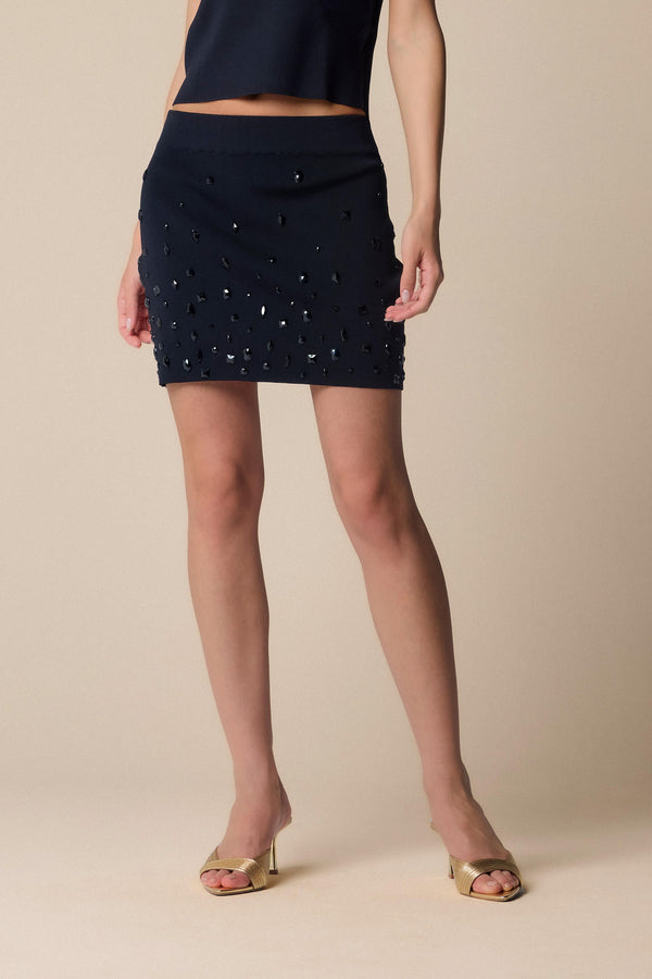 short elegant sequined knitted skirt - Skirt Sweater FLORI