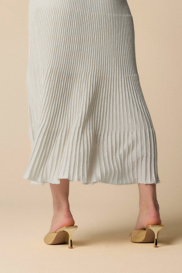 Stylish knitted full length ivory skirt - Skirt Sweater MERY