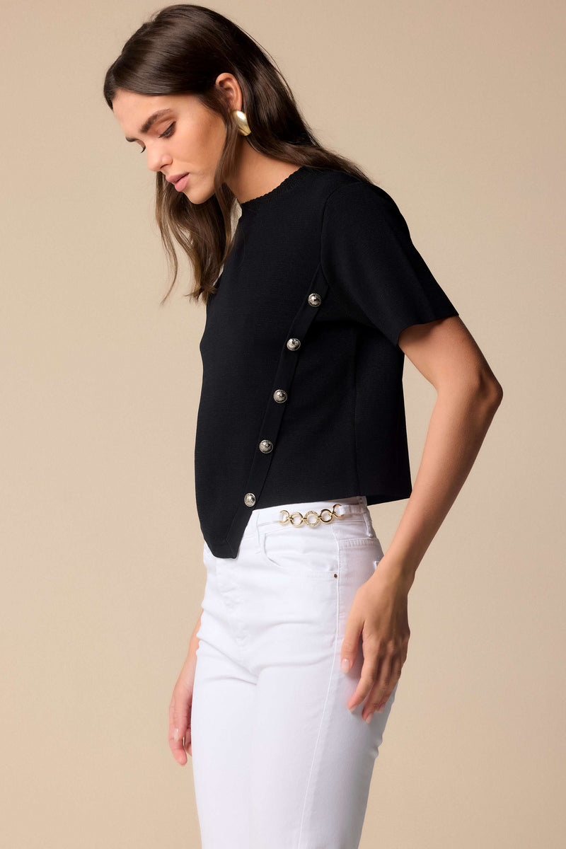 Stylish short diagonal button-up blouse - Sweater DAIANIRA