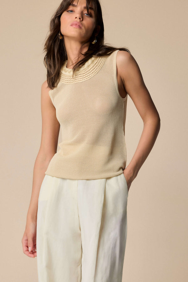 sleeveless blouse with ornate neck detail - Sweater SM IONELLA