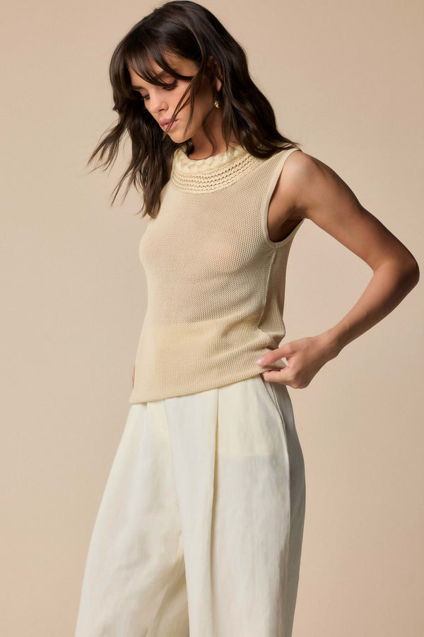 sleeveless blouse with ornate neck detail - Sweater SM IONELLA