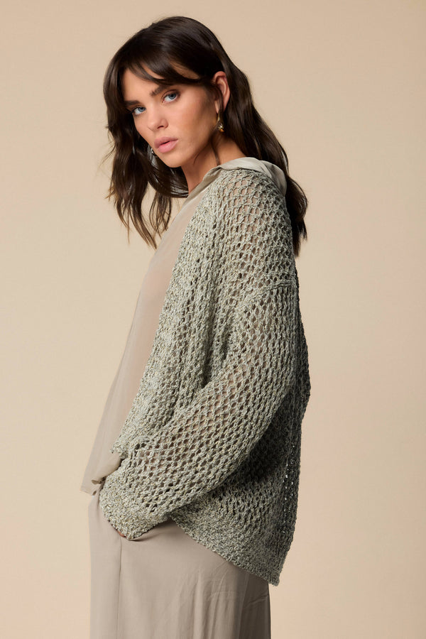 chunky knit casual grey cardigan - Sweater M/L MIRANOVA