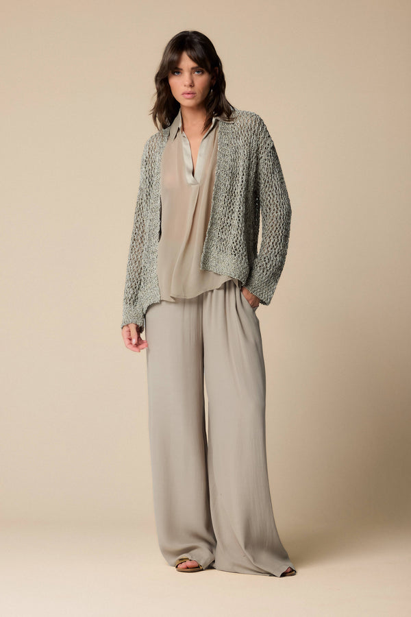 chunky knit casual grey cardigan - Sweater M/L MIRANOVA