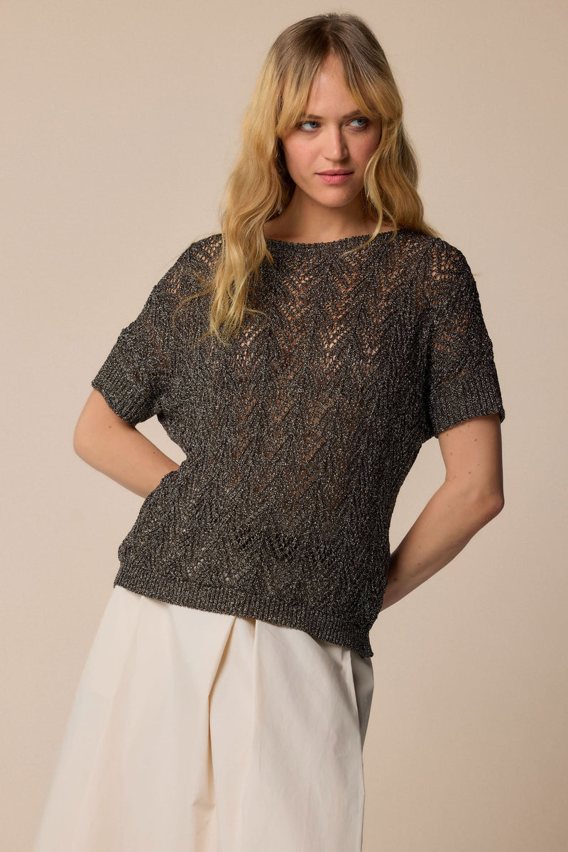 Stunning casual elegant short sleeved mesh top - Sweater MIRJAM